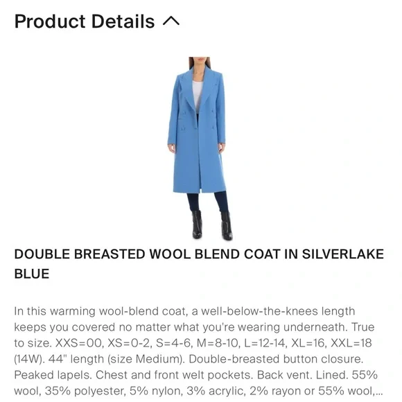Avec Les Filles Double Breasted Wool Blend Coat in Silverlake Blue - Picture 5 of 14
